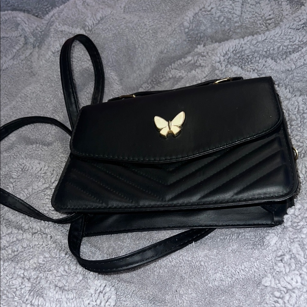 Elegant Black Butterfly Accent Women's Bag